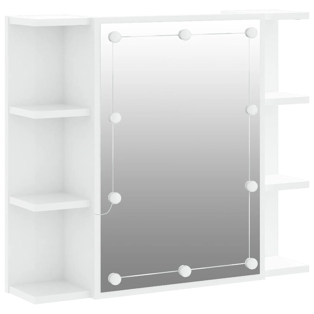LED Spiegelschrank Hochglanz Weiß 70x60 cm