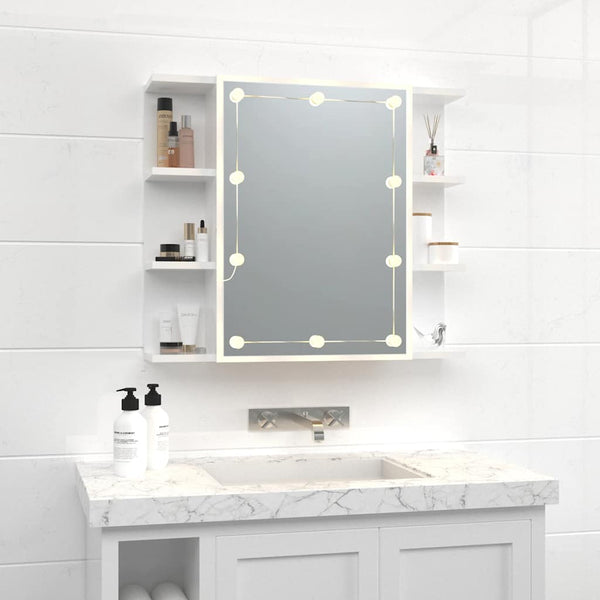 LED Spiegelschrank Hochglanz Weiß 70x60 cm