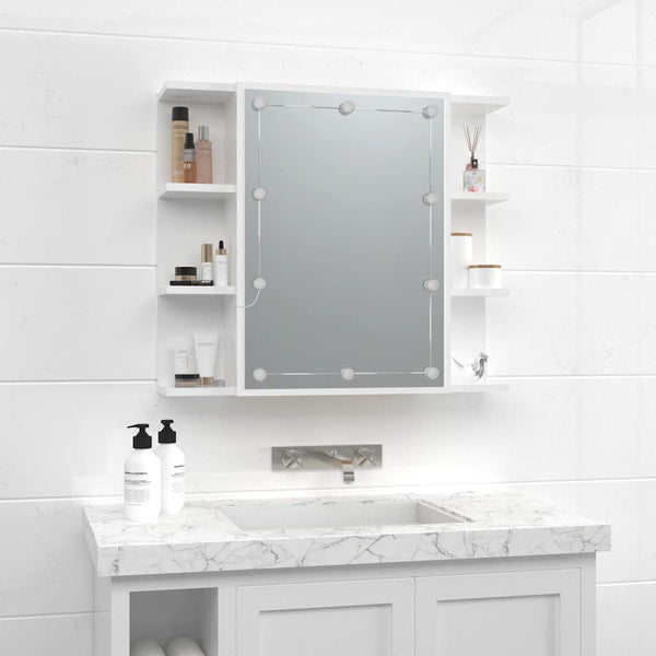 LED Spiegelschrank Hochglanz Weiß 70x60 cm