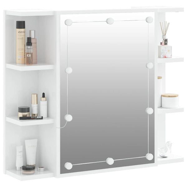 LED Spiegelschrank Hochglanz Weiß 70x60 cm