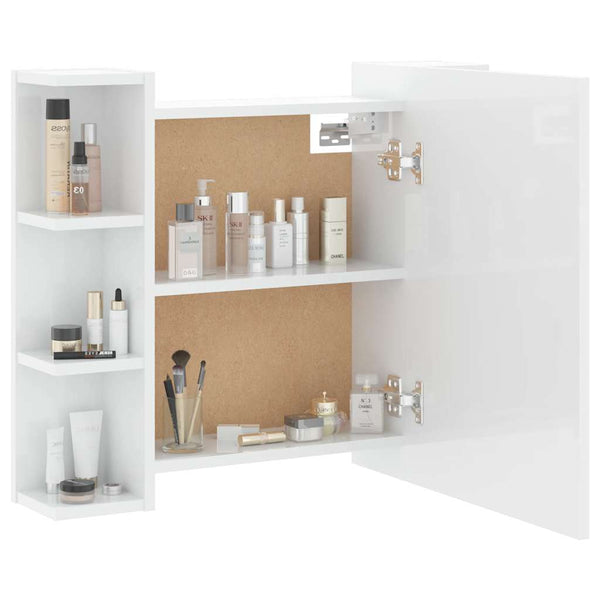 LED Spiegelschrank Hochglanz Weiß 70x60 cm