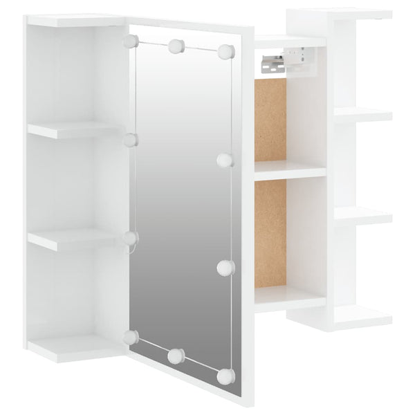 LED Spiegelschrank Hochglanz Weiß 70x60 cm