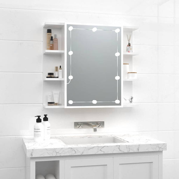 LED Spiegelschrank Hochglanz Weiß 70x60 cm
