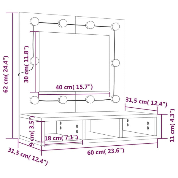 LED Spiegelschrank Weiß 60 cm