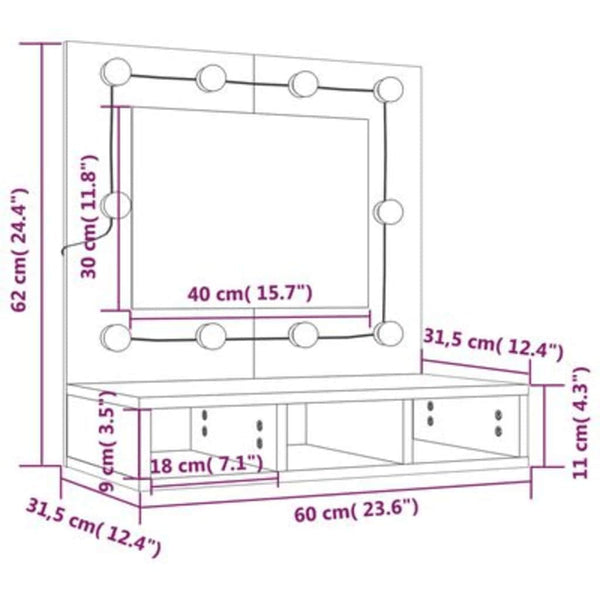 LED Spiegelschrank Sonoma Eiche 60 cm