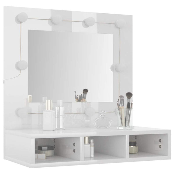 LED Spiegelschrank, Hochglanz Weiß, 60 cm