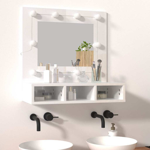 LED Spiegelschrank, Hochglanz Weiß, 60 cm