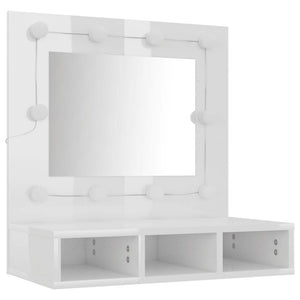 LED Spiegelschrank, Hochglanz Weiß, 60 cm