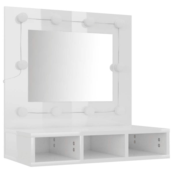 LED Spiegelschrank, Hochglanz Weiß, 60 cm