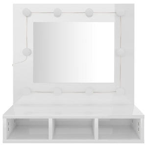 LED Spiegelschrank, Hochglanz Weiß, 60 cm