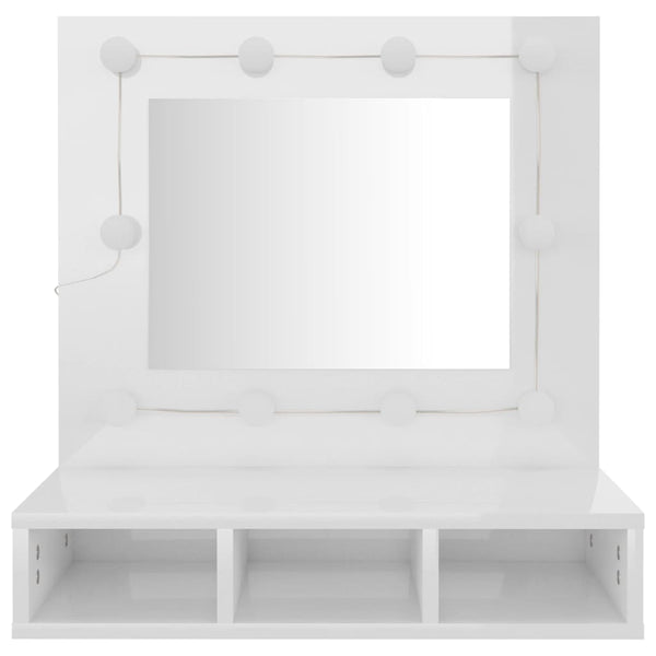LED Spiegelschrank, Hochglanz Weiß, 60 cm