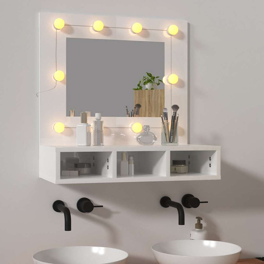 vidaXL LED Mirror Cabinet High Gloss White 60x31.5x62 cm
