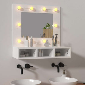 LED Spiegelschrank, Hochglanz Weiß, 60 cm