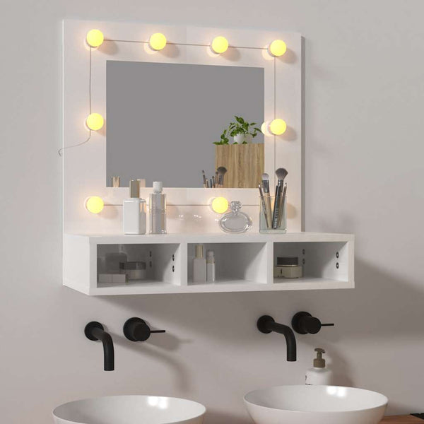LED Spiegelschrank, Hochglanz Weiß, 60 cm