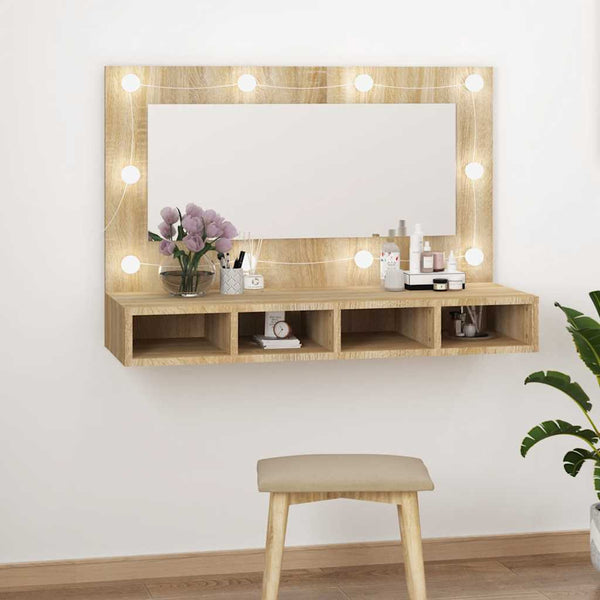 LED Spiegelschrank Sonoma-Eiche 90cm