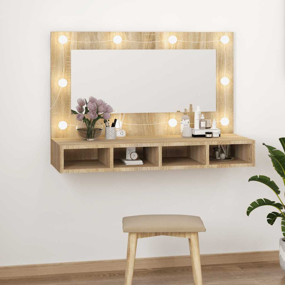 LED Spiegelschrank Sonoma-Eiche 90cm