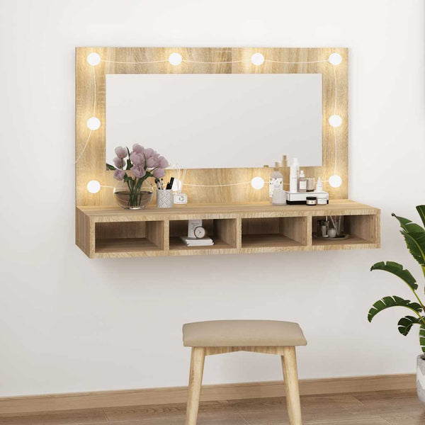 LED Spiegelschrank Sonoma-Eiche 90cm