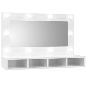 LED Spiegelschrank Hochglanz Weiß 90cm