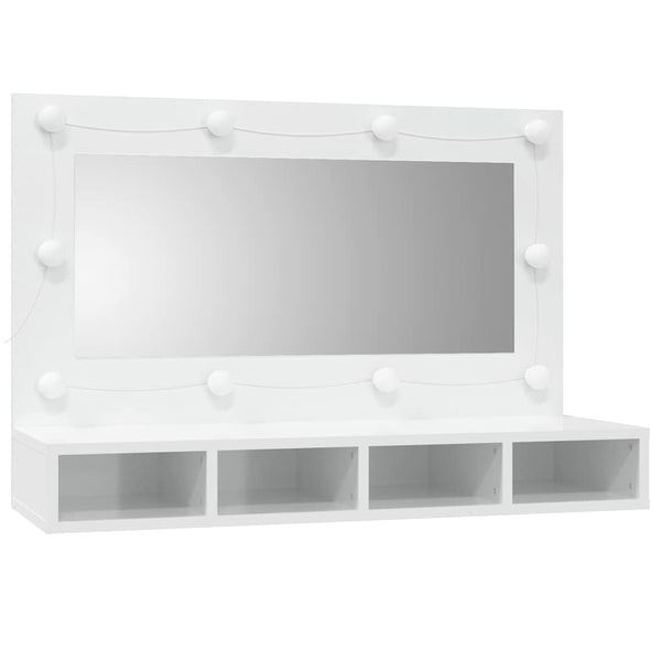 LED Spiegelschrank Hochglanz Weiß 90cm