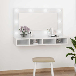 LED Spiegelschrank Hochglanz Weiß 90cm