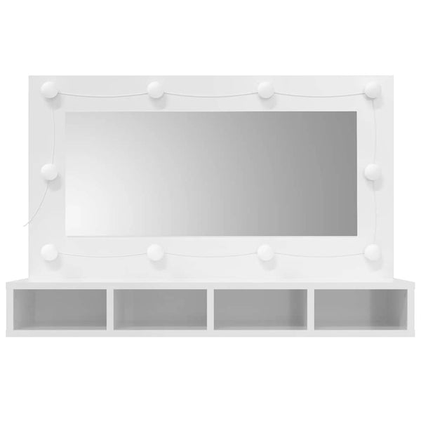 LED Spiegelschrank Hochglanz Weiß 90cm