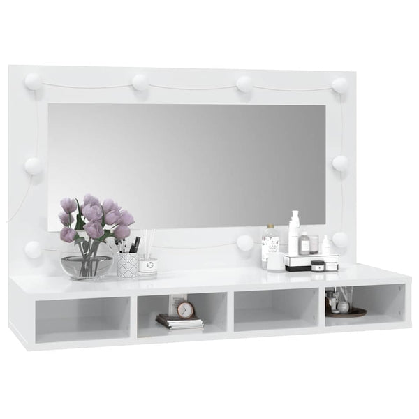 LED Spiegelschrank Hochglanz Weiß 90cm