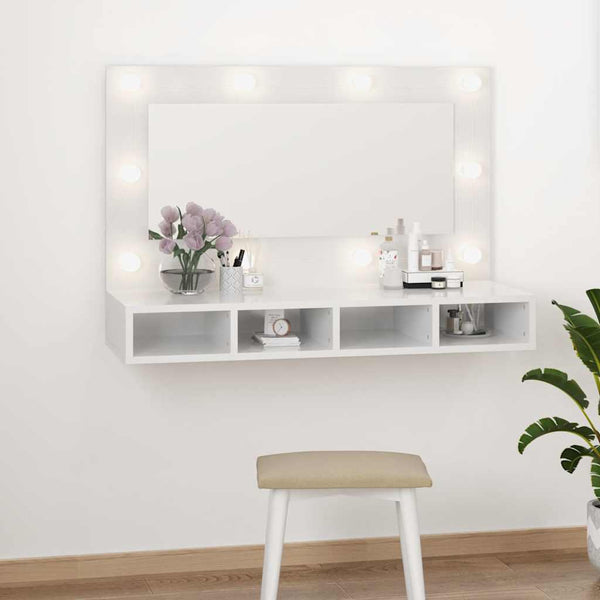 LED Spiegelschrank Hochglanz Weiß 90cm