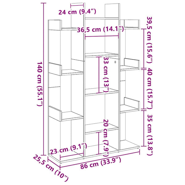 Bücherregal Sonoma Eiche 86 cm