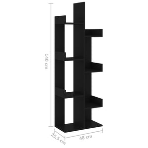 Schwarzes Bücherregal 48x25,5x140 cm