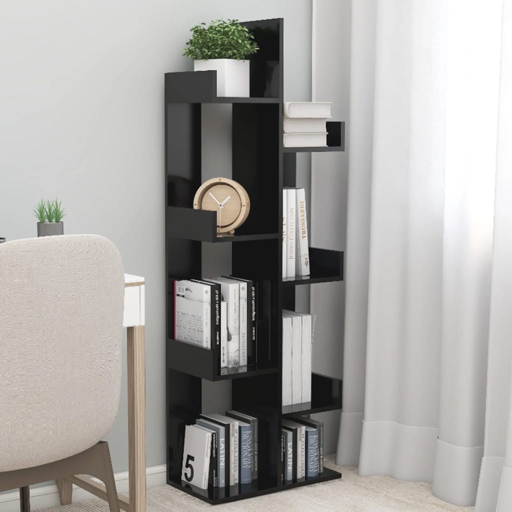 Schwarzes Bücherregal 48x25,5x140 cm