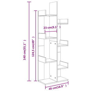 Betongraues Bücherregal, 140 cm hoch