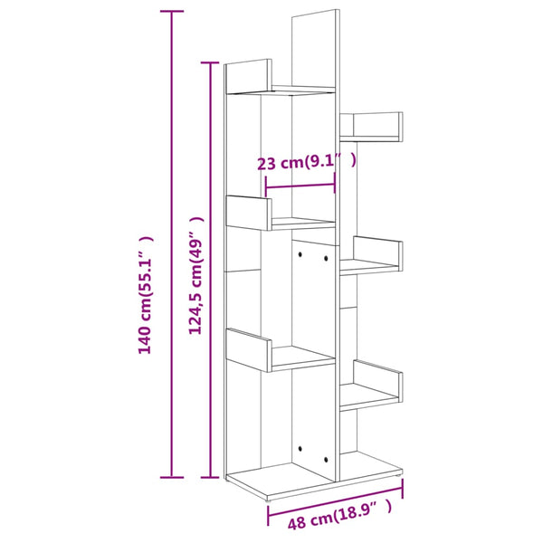Betongraues Bücherregal, 140 cm hoch