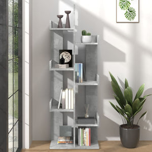 Betongraues Bücherregal, 140 cm hoch
