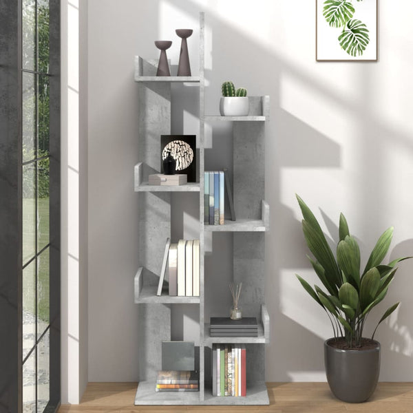Betongraues Bücherregal, 140 cm hoch