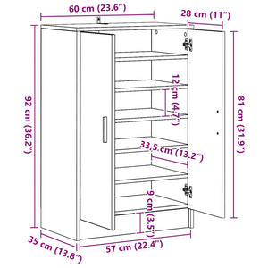 Betongrauer Schuhschrank 60x35x92 cm