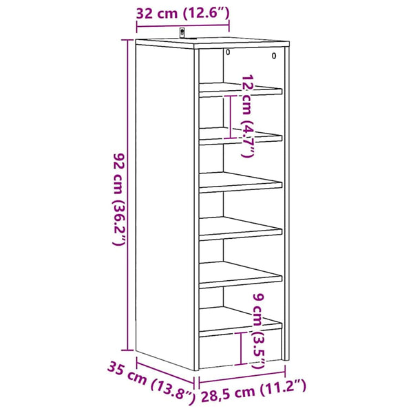 Schuhschrank Sonoma Eiche 90cm