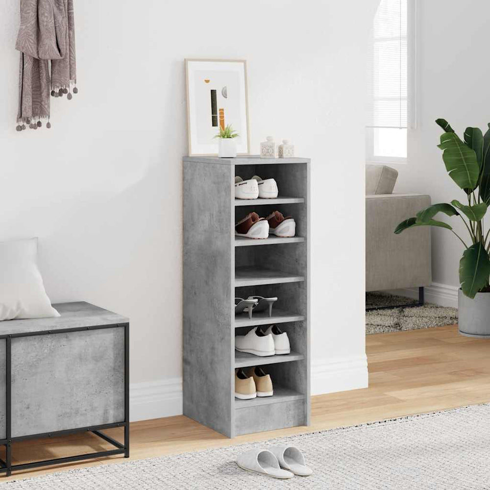 vidaXL Shoe Cabinet Concrete Grey 31.5x35x90 cm Engineered Wood