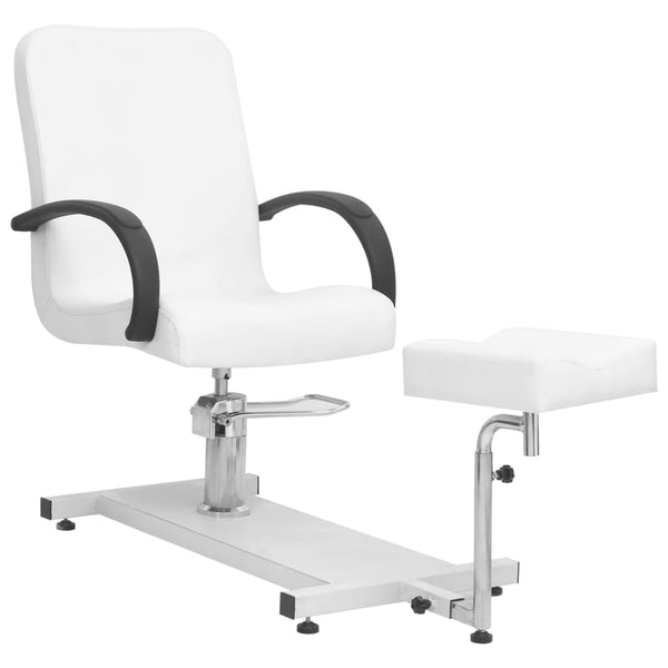 Weißer Massagestuhl mit Fußstütze