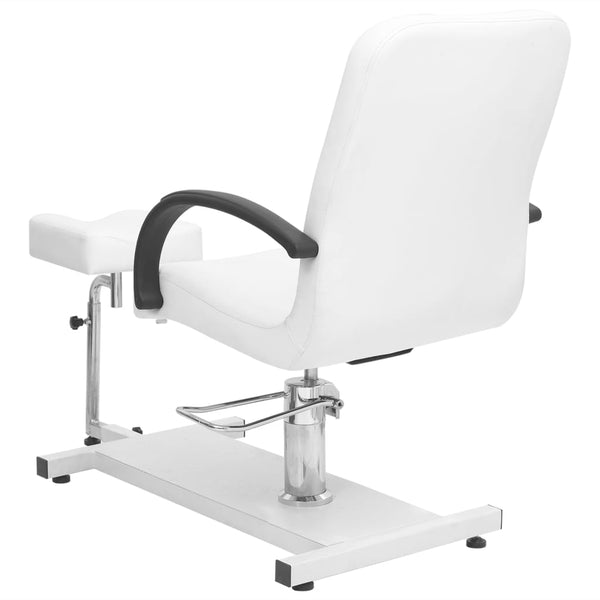 Weißer Massagestuhl mit Fußstütze