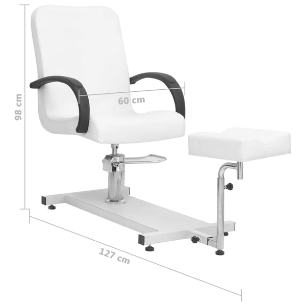 Weißer Massagestuhl mit Fußstütze