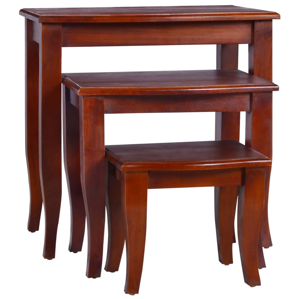 vidaXL Side Tables Nested Tables 3 pcs. Solid Mahogany Wood