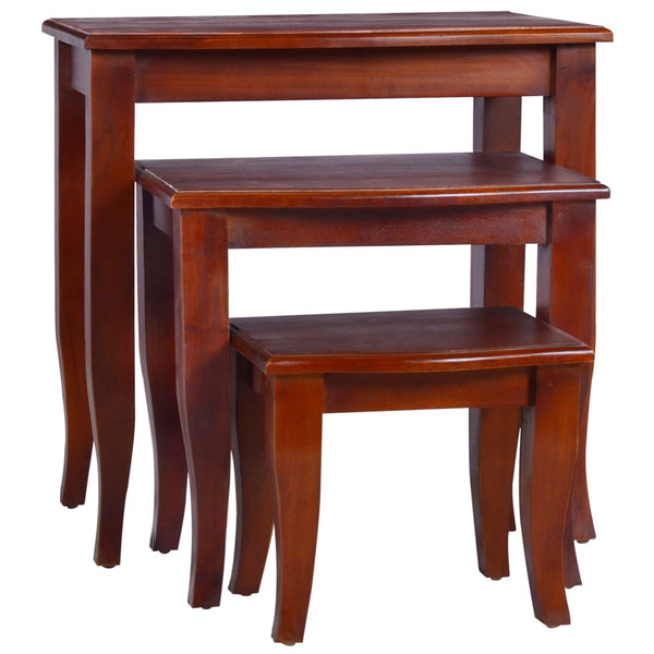 vidaXL Tables d'appoint tables gigognes 3 pcs bois massif d'acajou