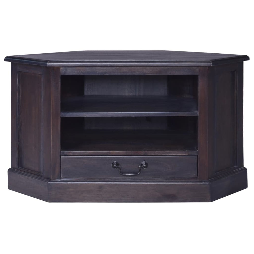 vidaXL Meuble TV d'angle noir brillant 80x40x49 cm bois de mahagoni massif