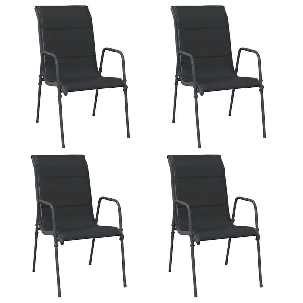 Gartenstühle 4 Stk. Stahl und Textilene Schwarz