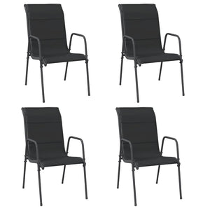 Gartenstühle 4 Stk. Stahl und Textilene Schwarz