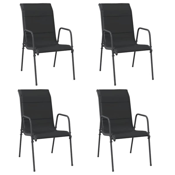 Gartenstühle 4 Stk. Stahl und Textilene Schwarz