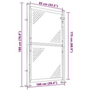 vidaXL Portail de jardin 100 x 175 cm en acier inoxydable