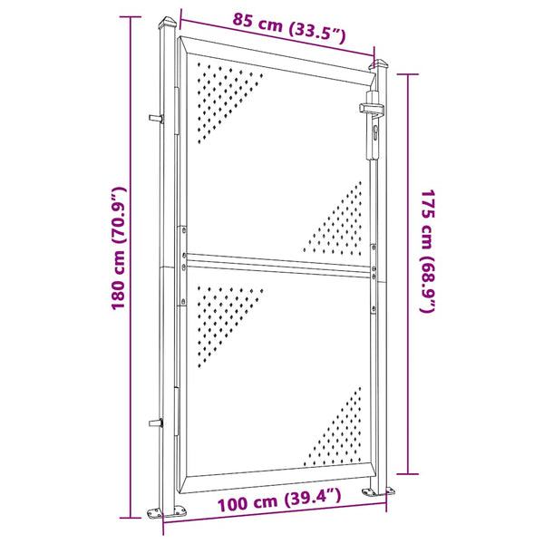 vidaXL Portail de jardin 100 x 175 cm en acier inoxydable