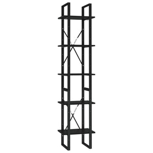 Bücherregal 5 Fächer Schwarz 40x30x175 cm Holzwerkstoff