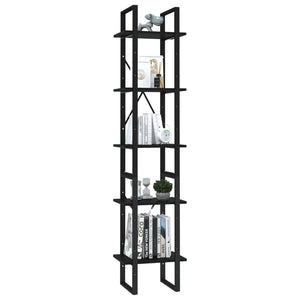Bücherregal 5 Fächer Schwarz 40x30x175 cm Holzwerkstoff